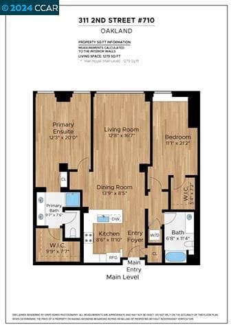 Floor plan for 311 2nd St #710 