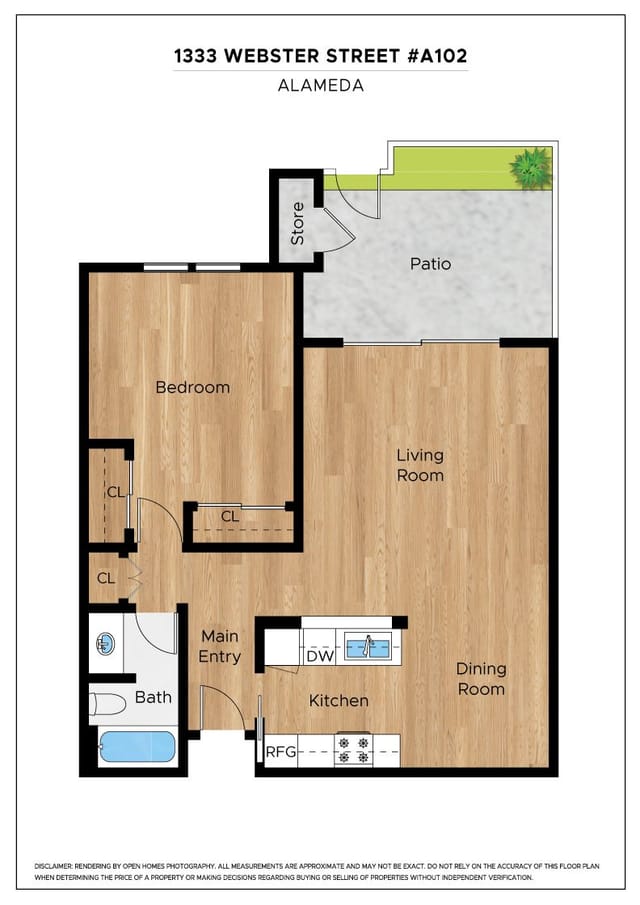 Floor plan for 1333 Webster Street A102