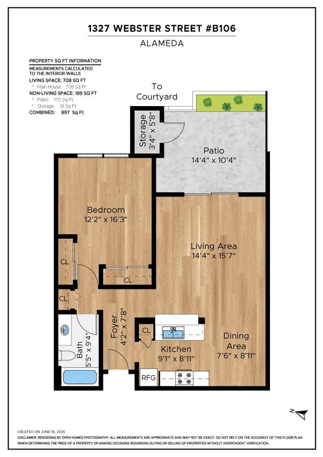 Floor plan for 1327 Webster St #B106