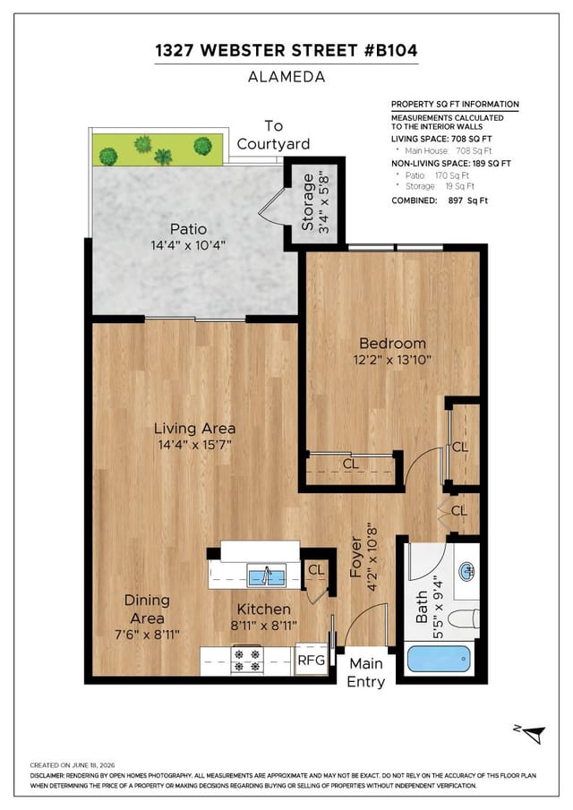 Floor plan for 1327 Webster St #B104